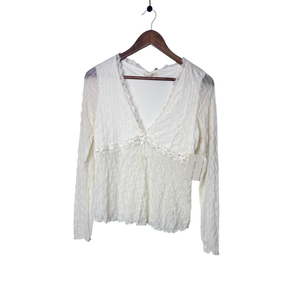 Frankee & Skylarr White Lace Cardigan Top Cottagecore fairycore Coquette‎ Size L